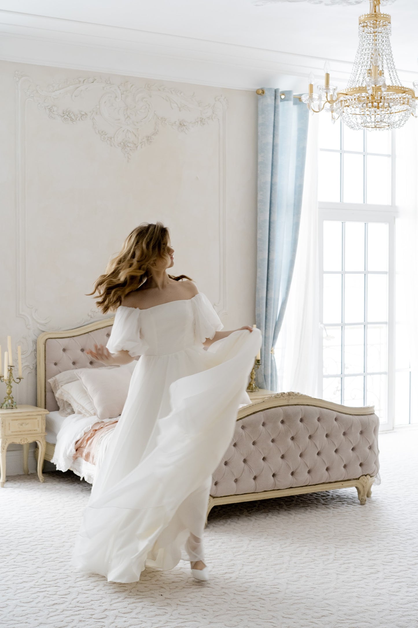 Off shoulder wedding dress • minimalist bridal gown