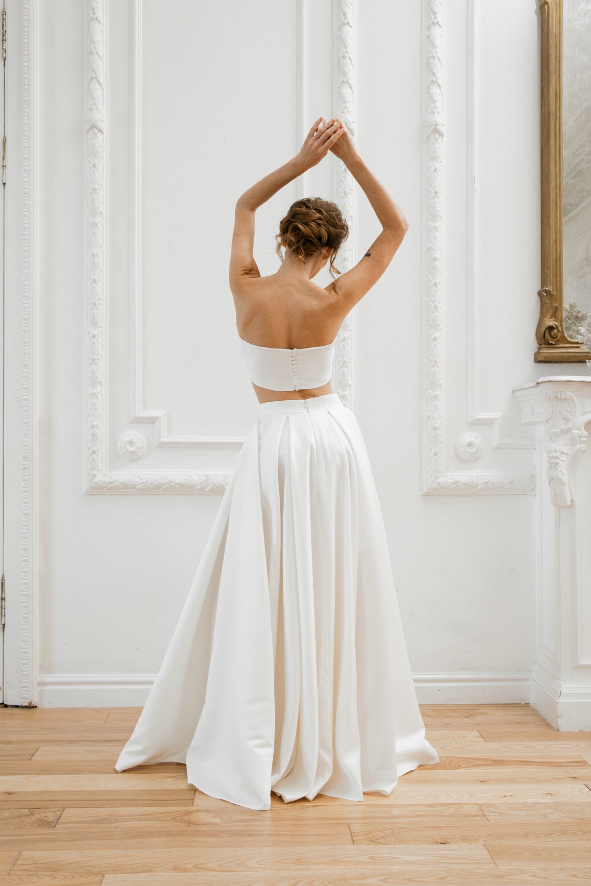 Romantic crop top wedding dress with ruffled sleeve - Jane Bohemian –  Mimetik
