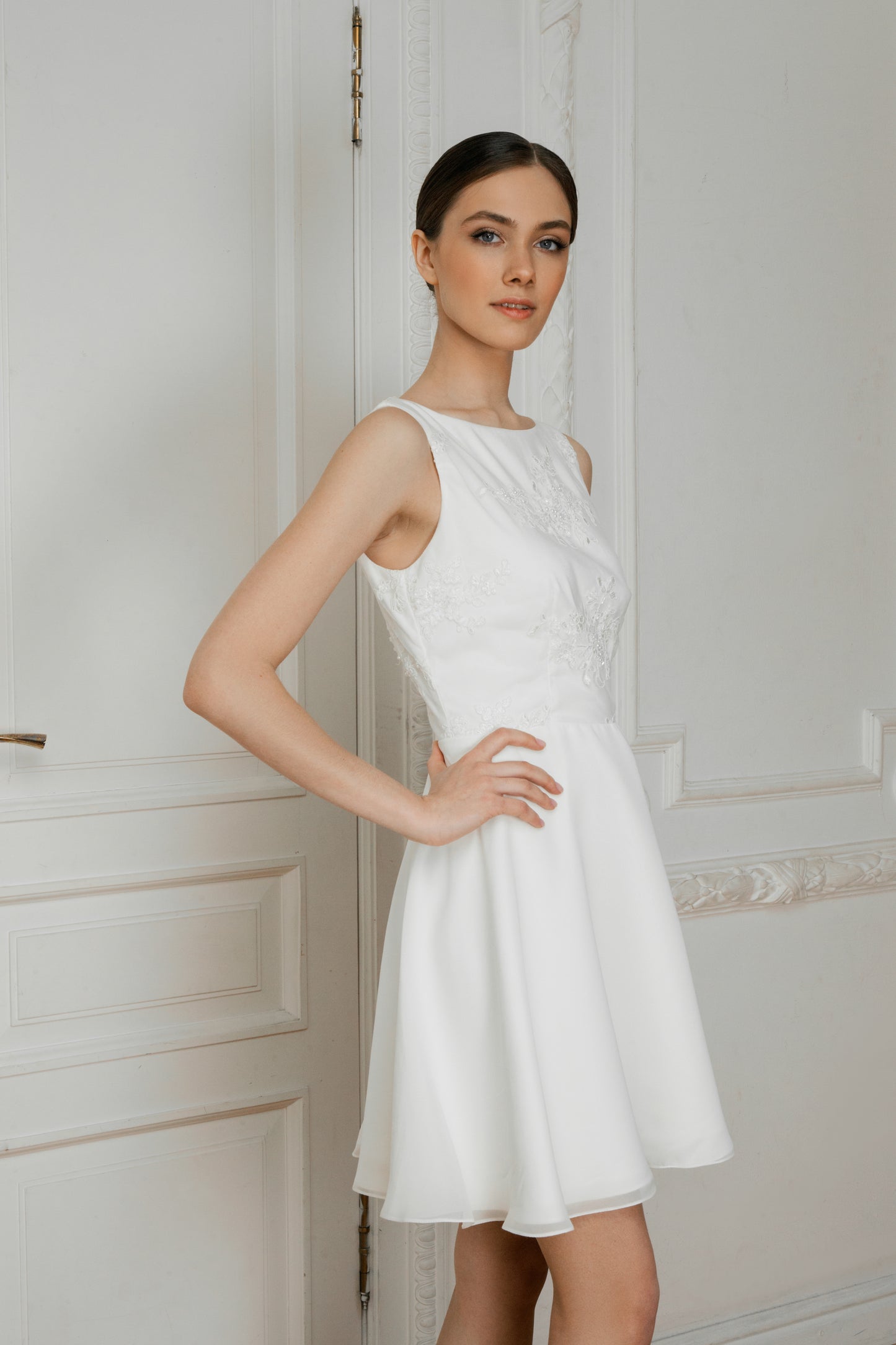 Short wedding dress • rehearsal dinner dress • classic wedding dress