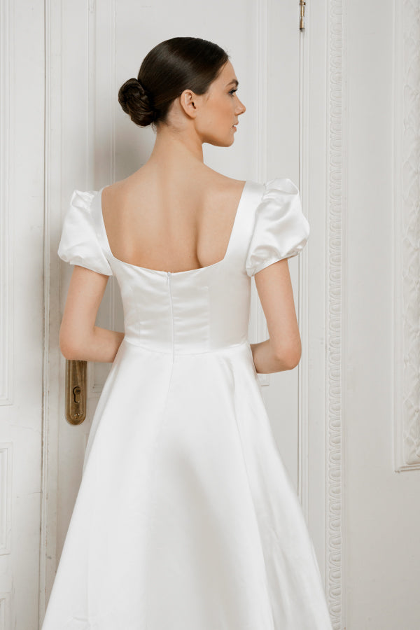 Minimalist wedding dress • sexy wedding dress • reception dress • square neckline