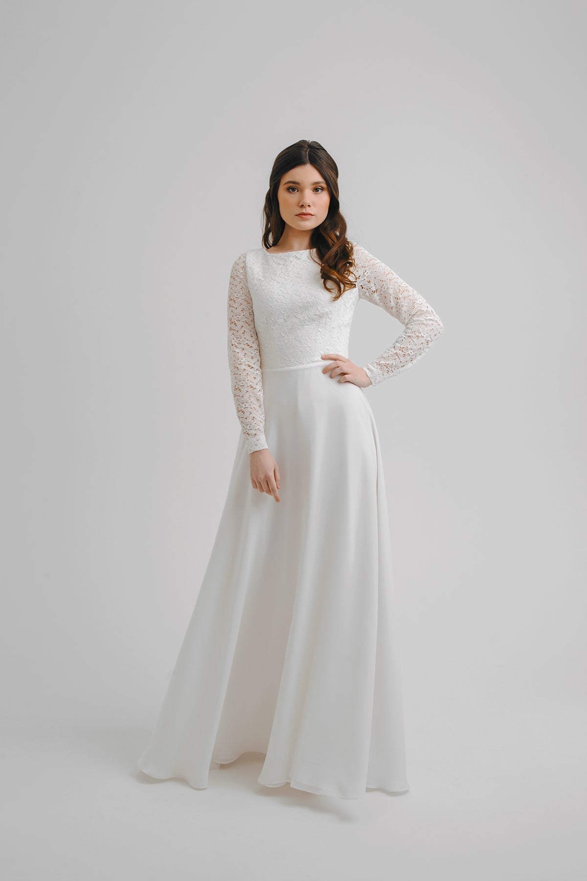 Minimalist wedding dress long clearance sleeve