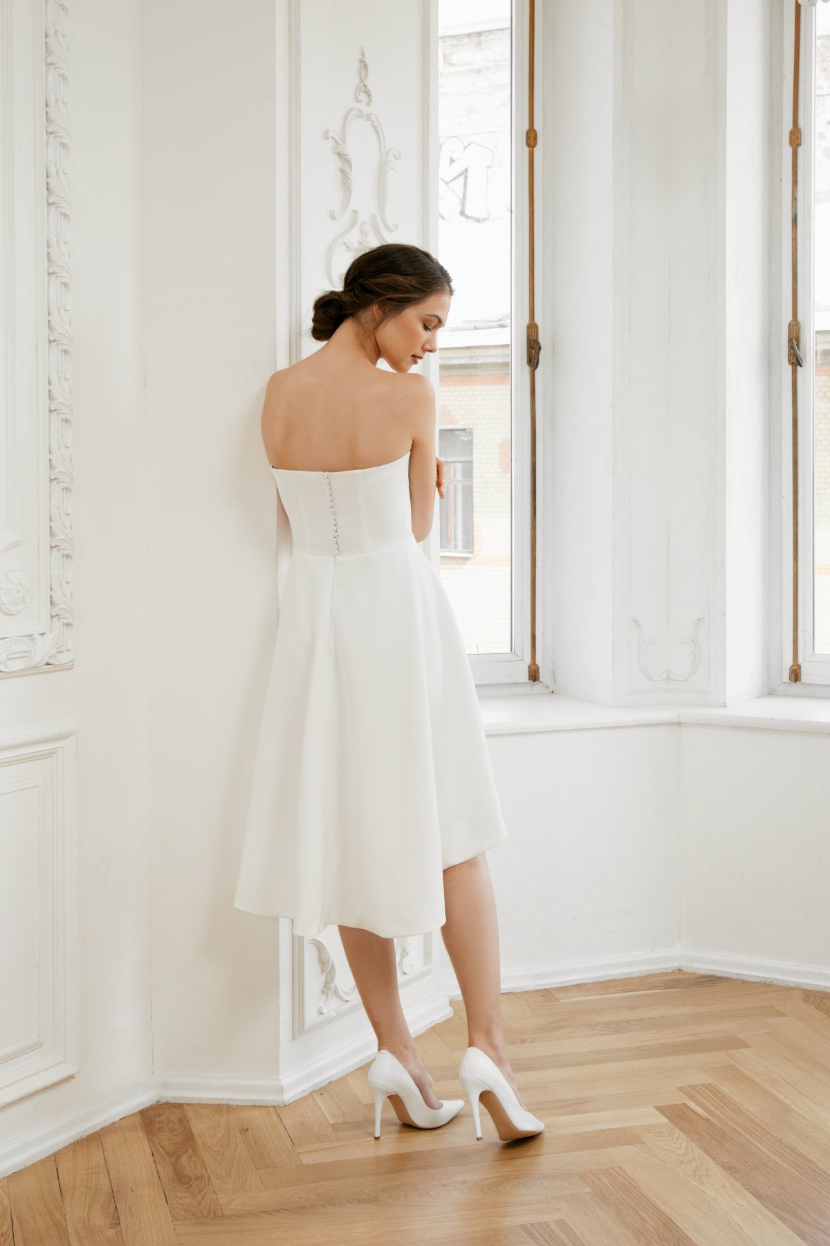 High low skirt • short wedding dress • elegant bridal gown