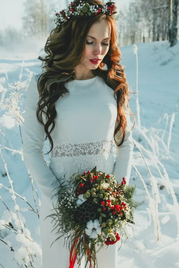 Long sleeve wedding dress • winter wedding dress • lace wedding dress