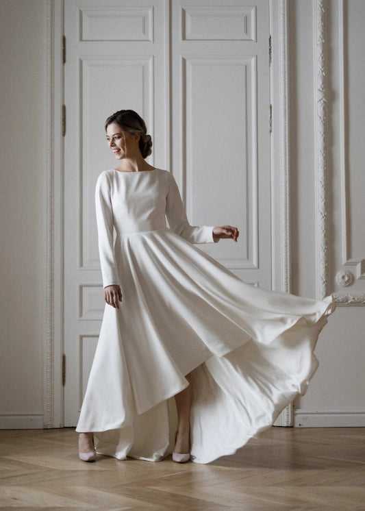 High low skirt • minimalist wedding dress • unique wedding dress